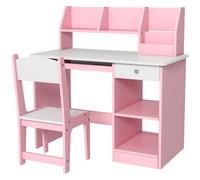 ZONEKIZ Bureau enfant ergonomique pour 5 à 8 ans en MDF dim. 90 x 45 x 90 cm blanc, vert, rose Aosom France