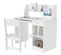 ZONEKIZ Bureau enfant pour 5 à 8 ans en MDF blanc Aosom France