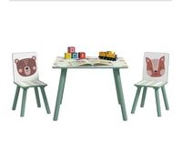 ZONEKIZ - Ensemble table et chaises pour enfants - Bois - 60x60x44cm - Vert