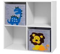 ZONEKIZ Etagère de Rangement pour Enfants, Cubes, Tiroirs, MDF, Dispositif Anti-basculement, Blanc