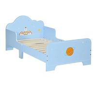 ZONEKIZ Lit d'enfant pour 3-6 Ans 143x74x59 cm Lit d'enfant en Bois avec barrières de sécurité Charge maximale 80 kg Mobilier de Chambre à Coucher Moderne Bleu