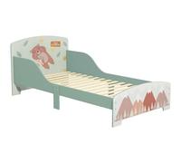 ZONEKIZ Lit pour Enfant lit au Sol Enfant 3-6 Ans avec barrières de sécurité et Motifs dim. 77 x 143 x 60 cm sommier à Lattes Inclus - Vert