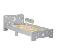 ZONEKIZ Lit pour Enfants 3 à 6 Ans Design Étoiles et Lune 143 x 76 cm Gris | Sommier à Lattes Inclus, pour une Chambre d'Enfant