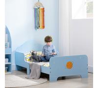 ZONEKIZ Lit pour Enfants avec Barrières et Thème Spatial, Âge 3-6 Ans, 143x74x59cm, Bleu