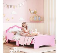 ZONEKIZ Lit pour enfants de 3 à 6 ans 143 x 74 x 55 cm design nuage sommier à lattes inclus chambre moderne rose