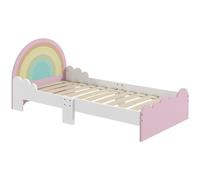 ZONEKIZ Lit pour Enfants de 3 à 6 Ans 143 x 74 x 66 cm Design Arc-en-Ciel - sommier à Lattes Inclus, Rose, Chambre Moderne
