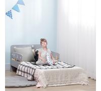 ZONEKIZ Lit pour enfants de 3 à 6 ans design étoiles et lune sommier à lattes inclus chambre moderne 143 x 76 x 49 cm gris