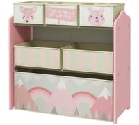 ZONEKIZ Meuble pour enfants avec 6 bacs en tissu, motif mignon, 63x30x66 cm, rose