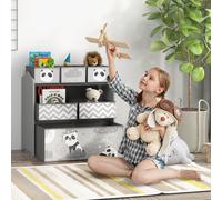 ZONEKIZ Meuble rangement enfant rangement jouet enfant 6 boîtes amovibles en tissu non tissé 63 x 30 x 66 cm gris