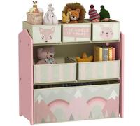 ZONEKIZ Meuble Rangement Enfant, Rangement Jouet Enfant, 6 boîtes Amovibles en Tissu Non tissé, bibliothèque, Organisateur de Jouets pour Salle de Jeu, garderie, école, 63 x 30 x 66 cm, Rose