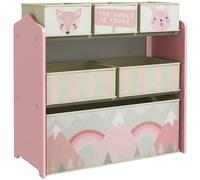 ZONEKIZ Meuble Rangement Enfant, Rangement Jouet Enfant, 6 boîtes Amovibles en Tissu Non tissé, bibliothèque, Organisateur de Jouets pour Salle de Jeu, garderie, école, 63 x 30 x 66 cm, Rose