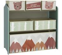 ZONEKIZ Meuble de Rangement Enfant avec 6 boîtes Amovibles en Tissu Non tissé, Organisateur de Jouets, étagère 63L x 30l x 66H cm Vert