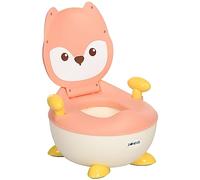 ZONEKIZ Pot de toilette pour enfants Pot d'apprentissage pour bébés 6-36 mois En forme de renard avec couvercle anti-éclaboussures Poignées antidérapantes Structure 34,5x35x23 cm Rose