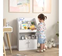 ZONEKIZ Scaffale Portagiochi pour Enfants avec Libreria et Armoire en Bois, 60x29.5x100cm, Blanc