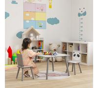 ZONEKIZ Set Tavolo et 2 Chaises pour Enfants 3-8 Ans en MDF et Bois de Pin, Gris