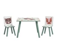 ZONEKIZ Table pour Enfant avec 2 chaises, 1 Table et 2 chaises, Motif Animal Mignon, Ensemble pour Enfants de 3 à 8 Ans, Vert