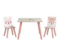 ZONEKIZ Table pour Enfants avec 2 chaises 3 pièces Ensemble de chaises pour Enfants avec Motif d'animaux, Set de pour Ensemble de pour Chambre d', pour de 3 à 8