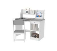 ZONEKIZ Two-Piece Kids Desk and Chair Set with Storage, for Ages 5-8 Years - Grey