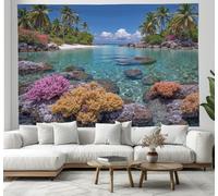 zones côtières tropicales Tapisserie îles de récifs coralliens 70x103cm Décor de la chambre Lumière Tapisserie Chambre Décor à la Maison