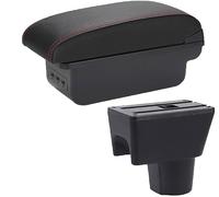 ZONEWD Accoudoir Voiture Boîte pour Renault Dacia Duster 2012 2013 2014 2015 2016 2017 2018, Console Centrale Boîte Rangement Accoudoir Accessoire Voiture,WithUSB-C/Red-Line