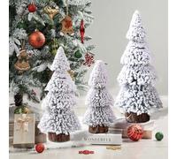 ZoneYan 3 Pieces Mini Sapin de Noël avec Neige, Arbre de Noël Table Déco, Weihnachten Sapin avec Neige, Mini Blanc Arbre de Weihnachten, Artificiel Christmas Tree, Miniature Blanc Sapins de Noëls