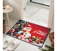 ZoneYan Antidérapant Paillasson Noel, 60x40cm, Tapis de Sol Bonhomme, Noel Tapis de Bain, Rouge Paillassons Porte Noëls, Paillasson Bonhomme Decoration pour Salle Bain, Chambre, Cuisine, Salon