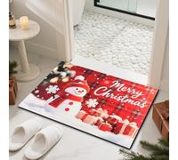ZoneYan Antidérapant Paillasson Noel, 60x40cm, Tapis de Sol Bonhomme, Noel Tapis de Bain, Rouge Paillassons Porte Noëls, Paillasson Bonhomme Decoration pour Salle Bain, Chambre, Cuisine, Salon