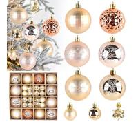 ZoneYan Boules de Sapin de Noël, 44 PCS Boule à Suspendre pour l'arbre de Noël, Boules d'arbre de Noel pour Sapin, Equipées d'une Corde Emballage de Papier Kraft de Luxe