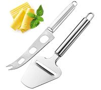 ZoneYan Couteau à Fromage, Coupe-Fromage Acier Inoxydable, Tranchette à Fromage, Couteaux à Fromage, Couteau Fromage, pour Fromage à PâTe Molle et Fromage à PâTe Mi-Dure (Argent, 2 Pièces)