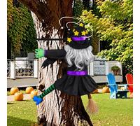 ZoneYan Decoration Halloween Exterieur Sorcière Écrasante, 100 cm Sorcière Volante Suspendue, Décor Sorcière Envolée, Sorcière Décor Un Arbre pour extérieur Intérieur