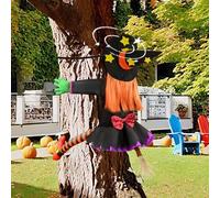 ZoneYan Decoration Halloween Exterieur Sorcière Écrasante, 100 cm Sorcière Volante Suspendue, Décor Sorcière Envolée, Sorcière Décor Un Arbre pour extérieur Intérieur
