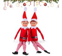 ZoneYan Elfe de Noël, Lot de 2 Elfe de Noël Fille et Garçon, Elfe Peluche Noel, Poupée Elfe, Lutin Coquin, Elfe aux Longues Jambes