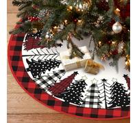 ZoneYan Jupe de Sapin de Noël 120 cm, Couvre Pied Sapin Noël Rond, Tapis Sapins de Noels Rouge, Cache Pied Sapins, Jupe d'arbre Tapis, Couverture pour Fête Arbre de Noëls Décoration