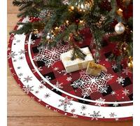 ZoneYan Jupe de Sapin de Noël 120 cm, Couvre Pied Sapin Noël Rond, Tapis Sapins de Noels Rouge, Cache Pied Sapins, Jupe d'arbre Tapis, Couverture pour Fête Arbre de Noëls Décoration