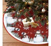 ZoneYan Jupe de Sapin de Noël 120 cm, Couvre Pied Sapin Noël Rond, Tapis Sapins de Noels Rouge, Cache Pied Sapins, Jupe d'arbre Tapis, Couverture pour Fête Arbre de Noëls Décoration