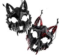ZoneYan Masque Halloween, 2 Pièces Masque Loup, Therian Mask, Masque Therian, Wolf Mask 3D, pour Halloween, Carnaval Costume, Cosplay Costume, Party