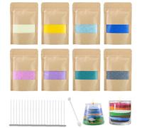ZoneYan Sable de Bougie 8 Couleurs, Kit Bougie, Bougies Perlées, 400g de Cire de Bougie avec 20 Mèches, Cire Vegetale pour Bougie, pour Loisirs Créatifs, Noël, Thanksgiving (B)