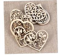 Zonfer 10pcs Forme De Coeur Embellissements Party Artisanat en Bois Suspendu Ornement, Évidé en Forme De Coeur De Copeaux De Bois
