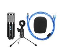 Zonizforceal Microphone à condensateur avec Support de Bureau sur trépied USB, Microphone supercardioïde à Haute sensibilité pour PC, Microphone en Alliage d’Aluminium à Angle réglable pour (Argent)