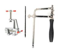 Zonizforceal Scie à métaux pour bijoux et lame de scie avec étau de table, ensemble d’outils de réparation de bijoux pour le bricolage, comprenant 12 lames et une pince en acier pour une coupe