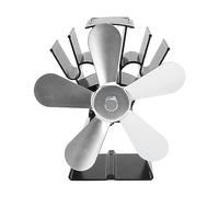 Zonizforceal Ventilateur de cheminée à chaleur alimenté par 5 pales, ventilateur de poêle thermoélectrique pour poêles à bois et chauffages au kérosène, ventilateur thermique à base (Argent)