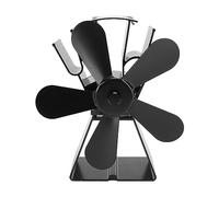 Zonizforceal Ventilateur de cheminée à chaleur alimenté par 5 pales, ventilateur de poêle thermoélectrique pour poêles à bois et chauffages au kérosène, ventilateur thermique à base (Noire)