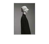 ZONJEE Moderne Vogue Porter Chapeau Femme Noir Blanc Affiches et Impressions Mur Art Toile peintures Photos Salon décoration de la Maison (Color : B, Size : 30x40cm(No Frame))