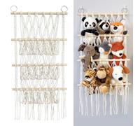 ZONJIE Hamac pour doudous, filet de rangement à suspendre, organisateur de jouets, rangement pour doudous, 3 étages, filet de rangement pour chambre d'enfant, salon