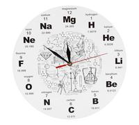 ZONJIE Horloge murale moderne, avec tableau périodique des sciences de la chimie, horloge murale ronde en acrylique silencieuse, 30,5 cm, horloge murale sur le thème de l'expérience scientifique,