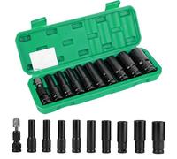 ZONJIE Jeu d'écrous à percussion 11 pièces 1/2" 1/2" 10 12 13 14 15 16 17 19 22 24 mm avec coffret en plastique