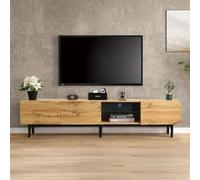 ZONJIE Meuble TV avec lumière LED - 175 cm - En bois - Avec 3 portes - Meuble TV moderne - Banc pour salon, chambre à coucher - Commode TV