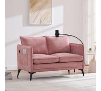 ZONJIE Petit canapé d'angle 2 places, moderne et confortable, avec poches latérales, support de téléphone réglable et port de charge USB, petit canapé pour salon et chambre à coucher, rose