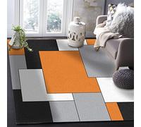 ZONOKI Tapis de Salon Motif GéOméTrique Noir Et Blanc Gris Orange, Grand Tapis De Salon Art Abstrait RéTro Graffiti IrréGulier, Lavable en Machine Tapis - pour Salon Chambre Salle - 60 x 90 cm