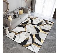 ZONOKI Tapis de Salon Motif Or Noir Blanc De Luxe LéGer, Doux Et Confortable Tapis de Chambre Mode De Luxe en Marbre Doré, Tapis Lavable en Machine - pour Salon Chambre Salle à Manger - 180 x 240 cm